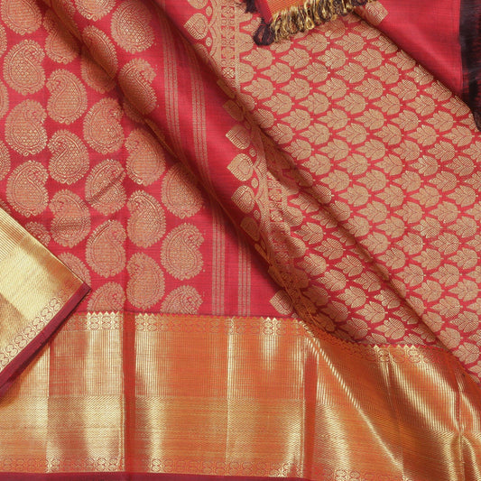MaroonTraditional Design Handwoven Pure Silk Kanjivaram Saree Pure Zari For Wedding WearPV G 1818 - Silk Sari - Panjavarnam G 1818