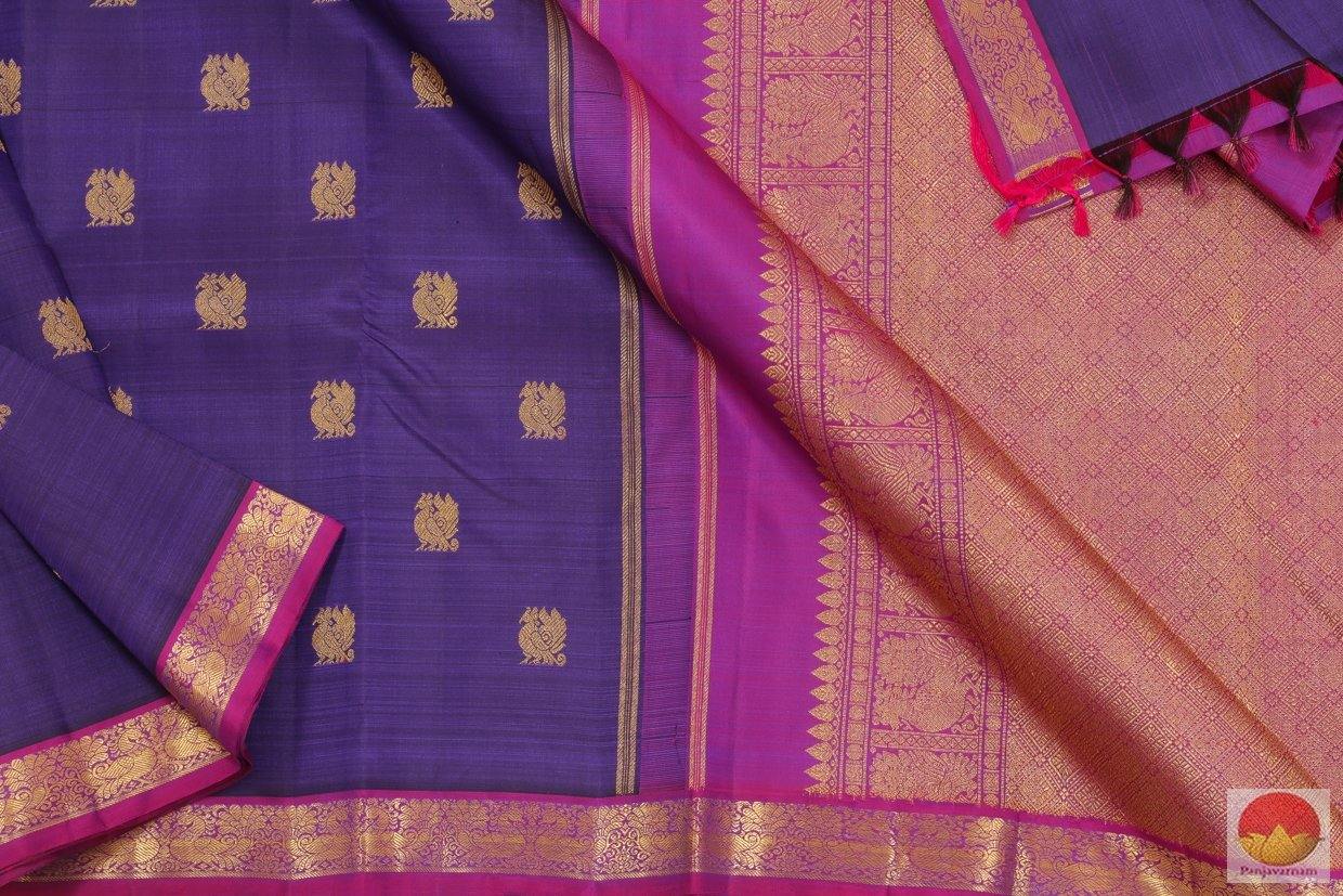 MS Blue & Magenta - Handwoven Kanchipuram SIlk Saree - Pure Zari - PV G 4143 - Archives - Silk Sari - Panjavarnam