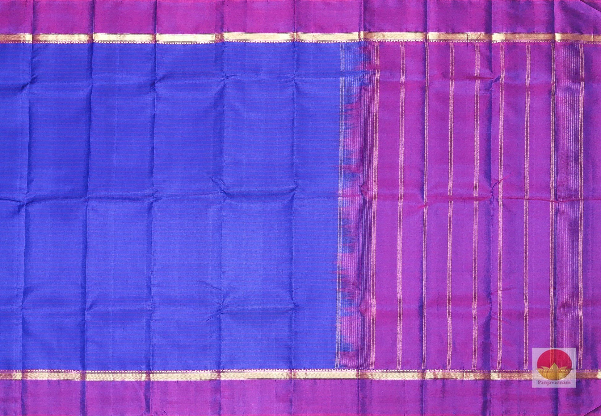 MS Blue and Magenta - Handwoven Pure Silk Kanjivaram Saree - PV L6 - Silk Sari - Panjavarnam