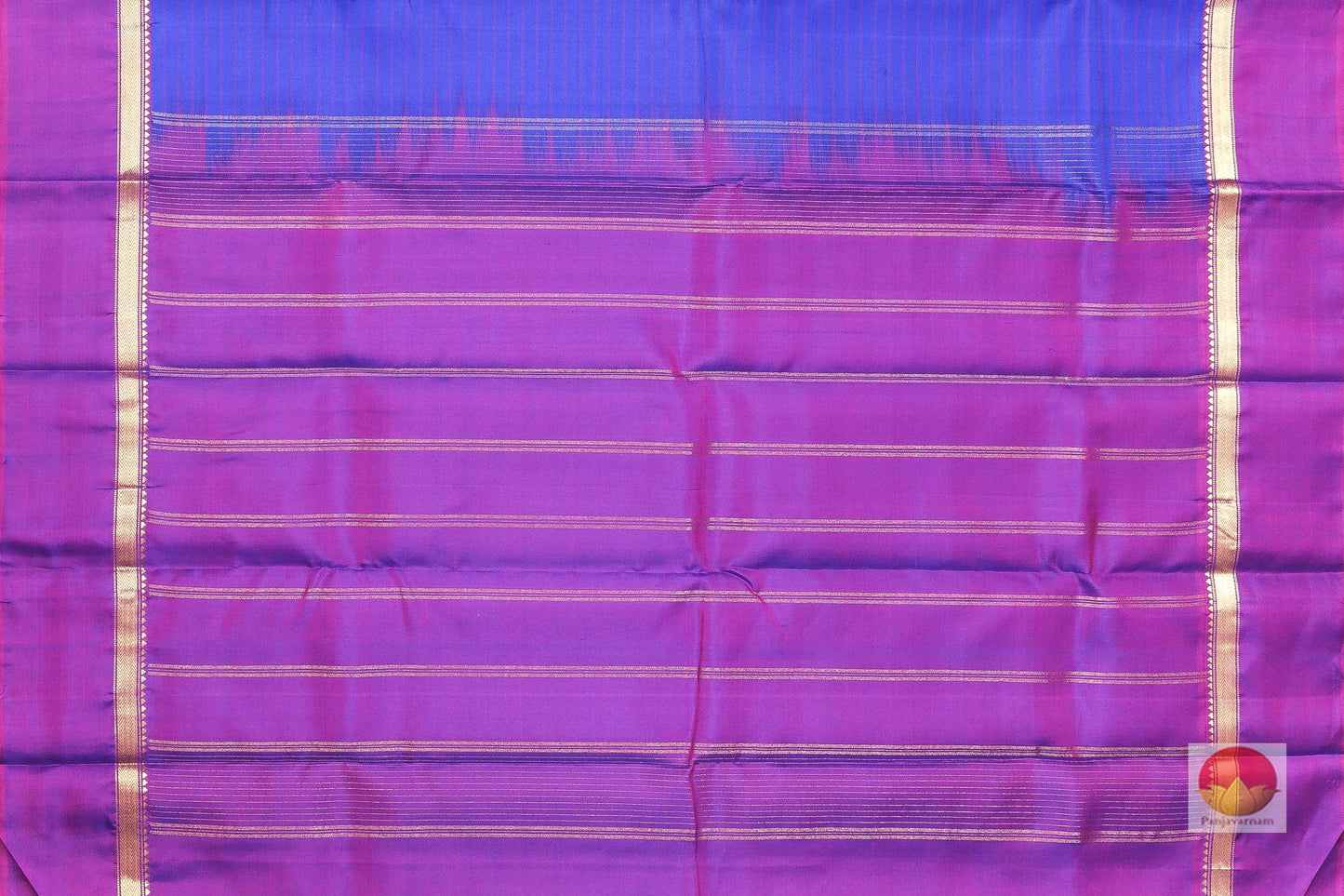 MS Blue and Magenta - Handwoven Pure Silk Kanjivaram Saree - PV L6 - Silk Sari - Panjavarnam