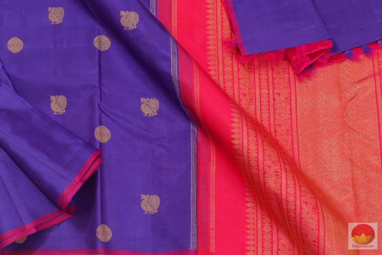 MS Blue & Pink - Kanchipuram Silk Saree - Handwoven Pure Silk - Pure Zari - PV G 4211 - Archives - Silk Sari - Panjavarnam