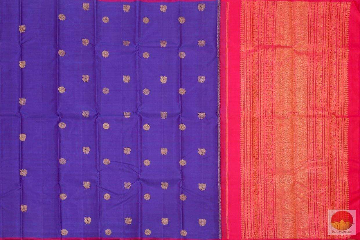 MS Blue & Pink - Kanchipuram Silk Saree - Handwoven Pure Silk - Pure Zari - PV G 4211 - Archives - Silk Sari - Panjavarnam