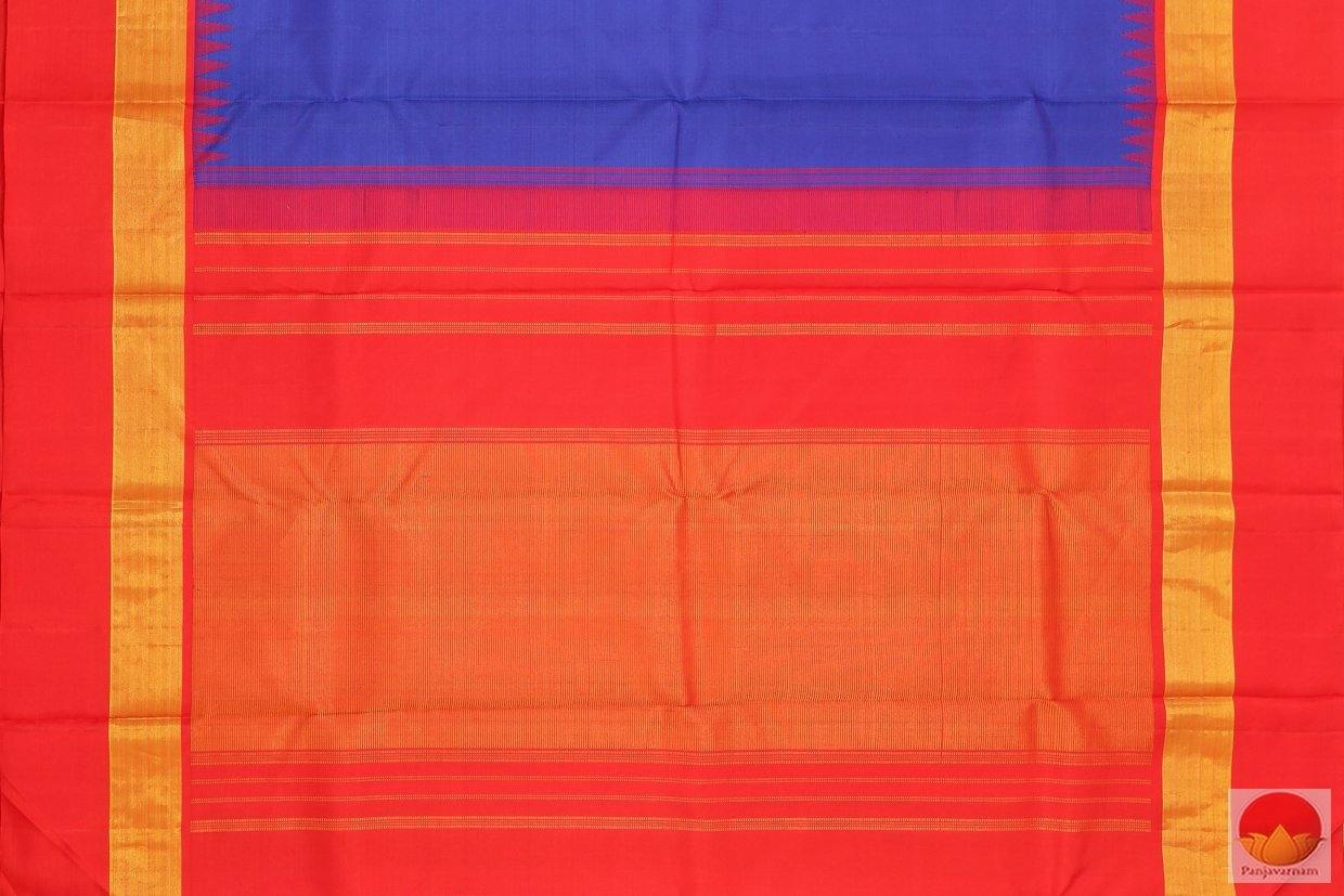 MS Blue & Red - Temple Border - Kanjivaram Silk Saree - Handwoven Pure Silk - Pure Zari - PV G4063 Archives - Silk Sari - Panjavarnam