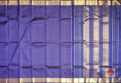 MS Blue Zari Checks - Light Weight Handwoven Pure Silk Kanjivaram Saree - PV VA 3 Archives - Silk Sari - Panjavarnam