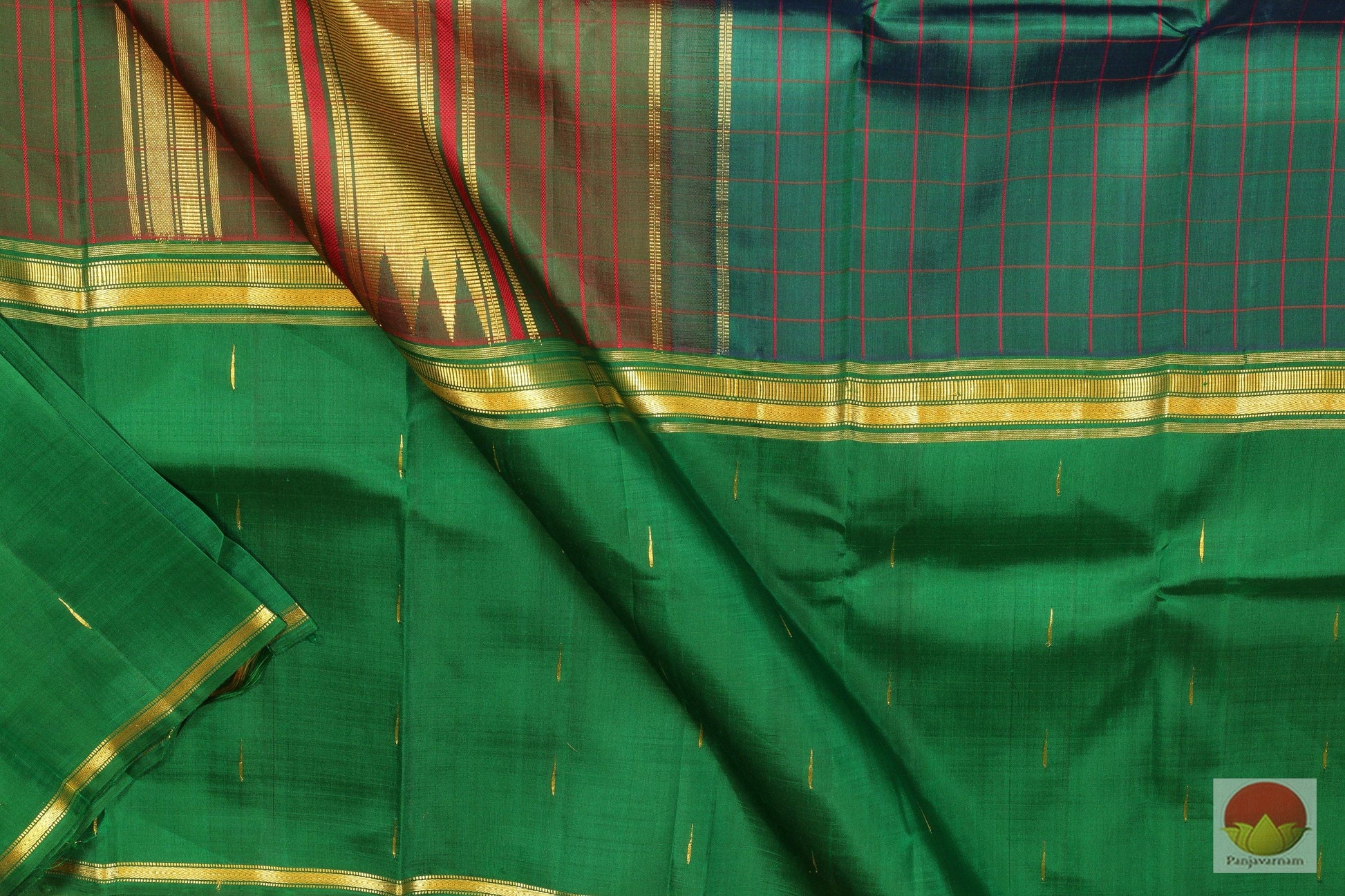 Mubbagam - Traditional Design Handwoven Pure Silk Kanjivaram Saree - Pure Zari - PV 1852 Archives - Silk Sari - Panjavarnam