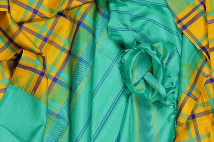 Multicolour Checks Handwoven Kanjivaram Pure Silk Saree - PVA 0418 1256 - Silk Sari - Panjavarnam