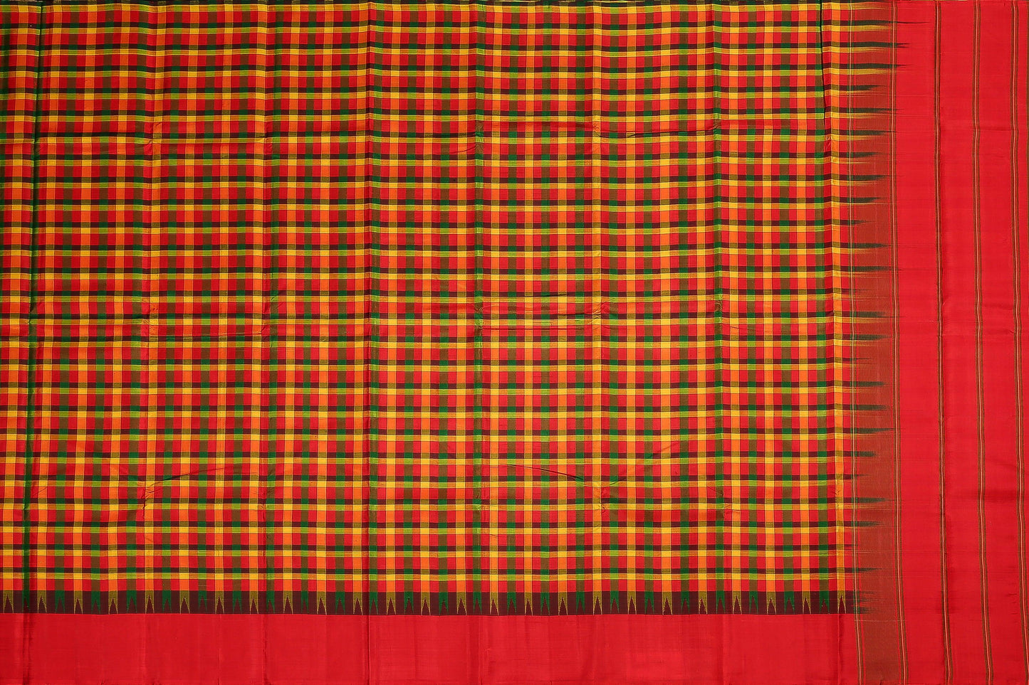Multicolour Checks Handwoven Kanjivaram Silk Saree - Pure Silk - PVA 0418 1254 - Silk Sari - Panjavarnam