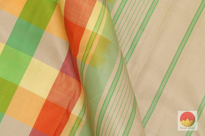 Multicolour Checks - Handwoven Pure Silk Kanchipuram Saree - No Zari - PV SH NZ 185 - Archives - Silk Sari - Panjavarnam