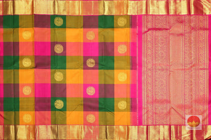Multicolour Checks - Handwoven Pure Silk Kanjivaram - Pure Zari - PV SVS 10522 Archives - Silk Sari - Panjavarnam