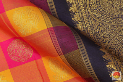 Multicolour Checks - Handwoven Pure Silk Kanjivaram Saree - Pure Zari - PV G 1993 - Archives - Silk Sari - Panjavarnam