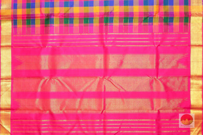 Multicolour Checks - Handwoven Pure Silk Kanjivaram Saree - PV G1713 Archives - Silk Sari - Panjavarnam