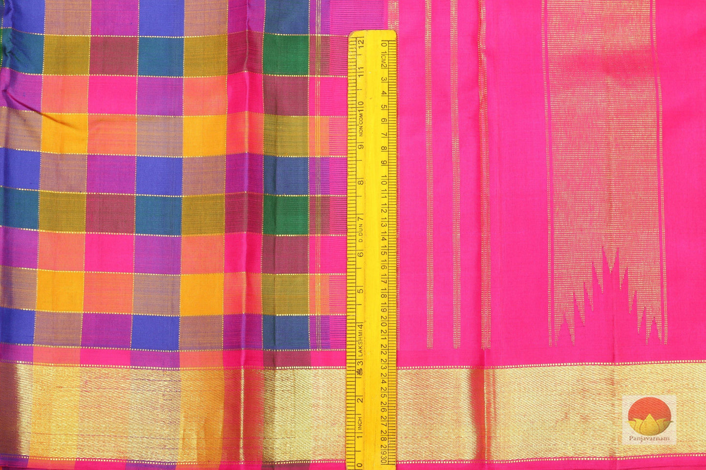 Multicolour Checks - Handwoven Pure Silk Kanjivaram Saree - PV G1713 Archives - Silk Sari - Panjavarnam