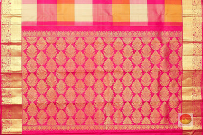 Multicolour Checks - Handwoven Pure Silk Kanjivaram Saree - PV L12 - Silk Sari - Panjavarnam