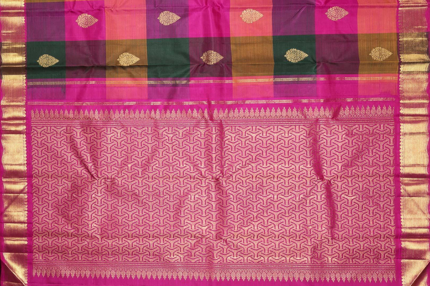 Multicolour Checks Kanjivaram Pure Silk Saree - Handwoven - pure zari - PV G 1350 Archives - Silk Sari - Panjavarnam