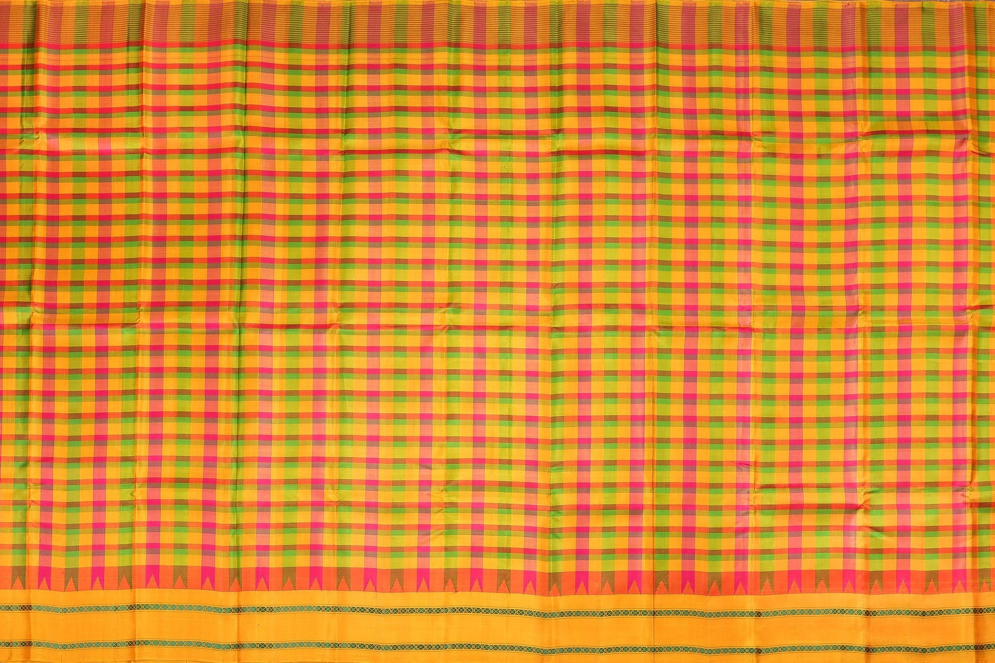Multicolour Checks Kanjivaram Pure Silk Saree - No Zari - PVM 0318 1258 - Silk Sari - Panjavarnam
