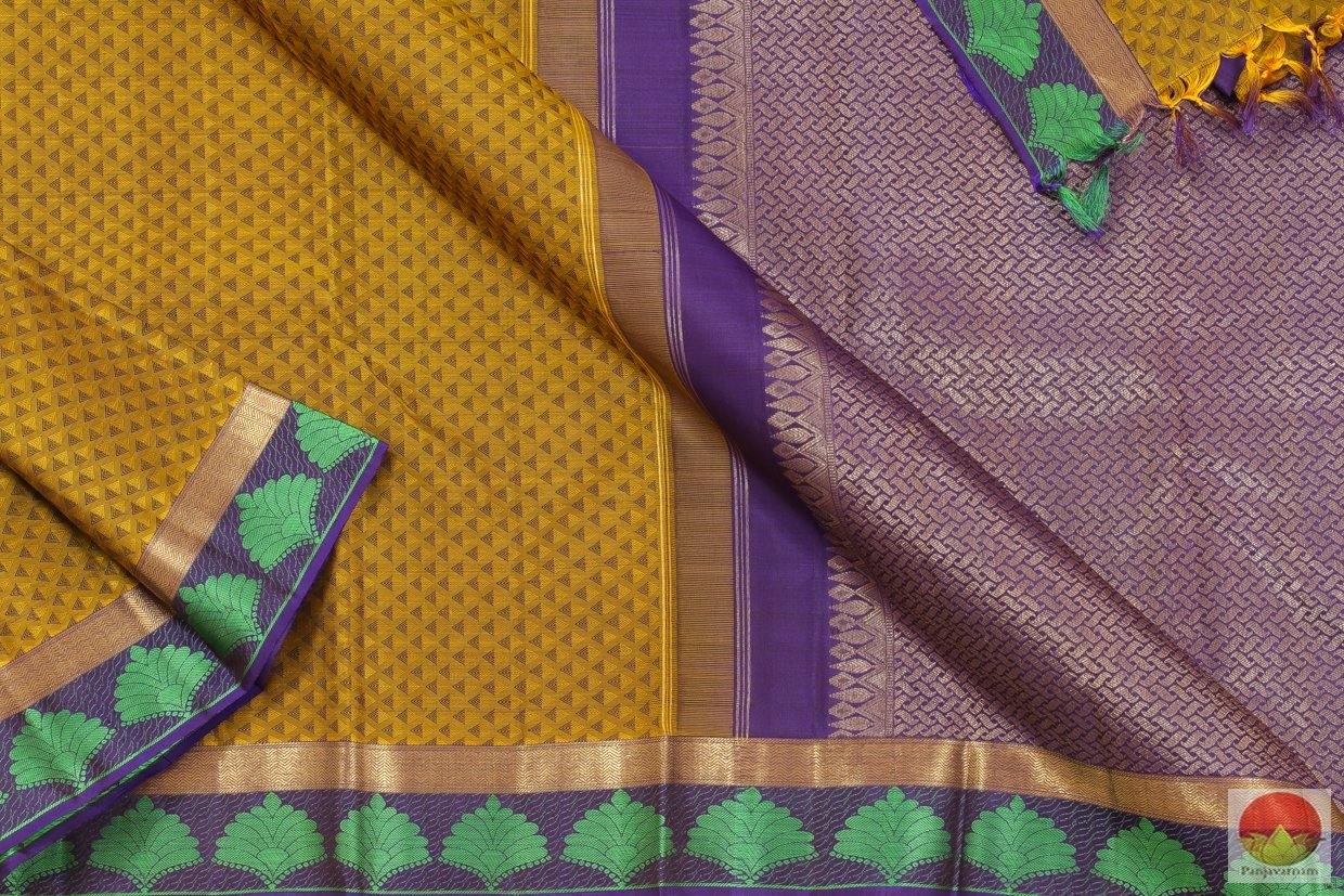 Mustard & Blue - Kanchipuram Silk Saree - Pure Zari - PV G 4127 - Archives - Silk Sari - Panjavarnam