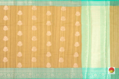 Mustard And Cyan Banarasi Silk Cotton Saree Handwoven With Antique Zari For Office Wear PSC 1123 - Silk Cotton - Panjavarnam PSC 1123