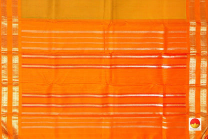 Mustard And Green Kanchipuram Silk Saree Khasa Khasa Checks Handwoven Pure Silk Pure Zari PV NYC 247 - Silk Sari - Panjavarnam PV NYC 247