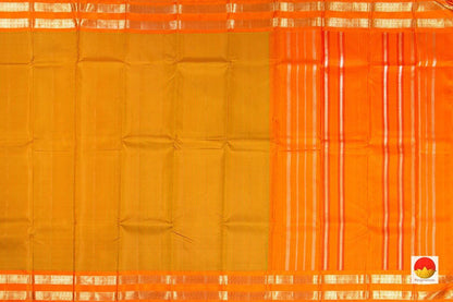 Mustard And Green Kanchipuram Silk Saree Khasa Khasa Checks Handwoven Pure Silk Pure Zari PV NYC 247 - Silk Sari - Panjavarnam PV NYC 247