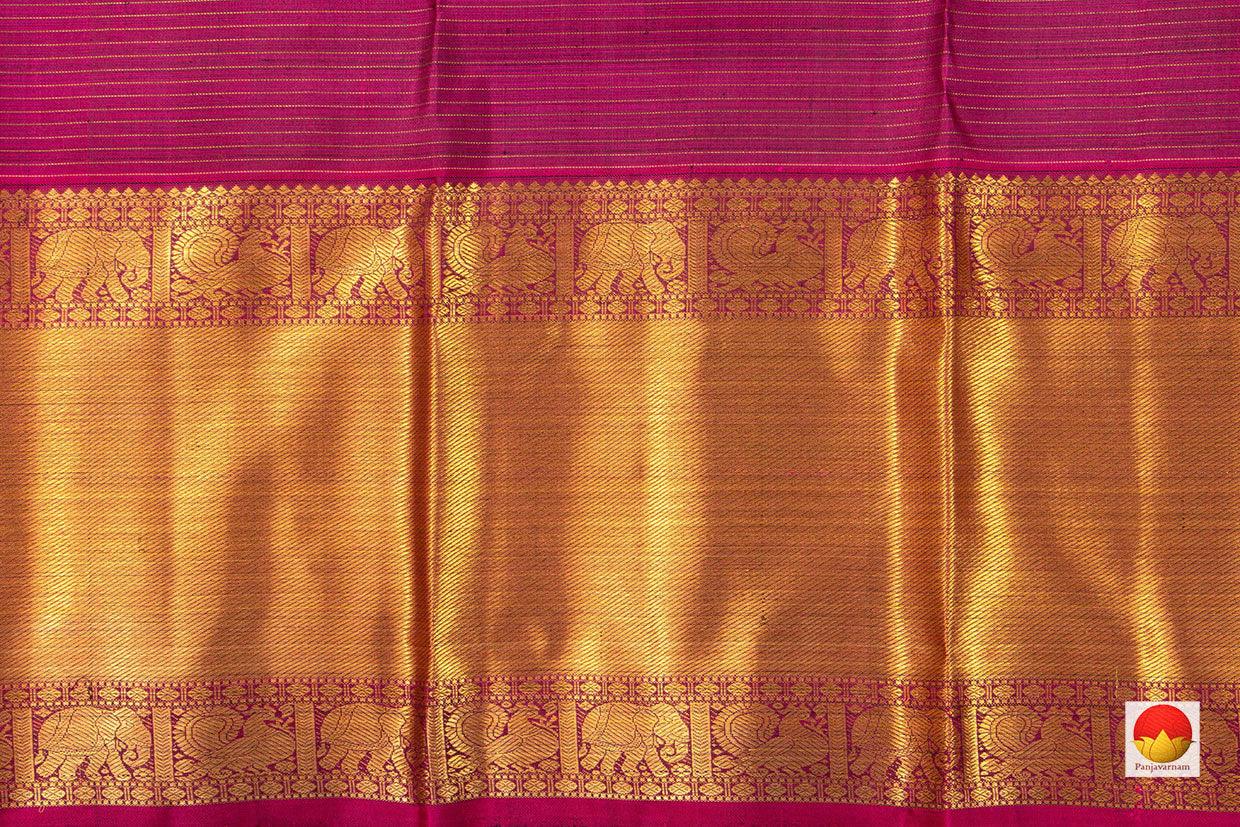 Navy Blue And Magenta Kanchipuram Silk Saree Handwoven Pure Silk Pure Zari For Wedding Wear PV GTA 13 - Silk Sari - Panjavarnam PV GTA 13