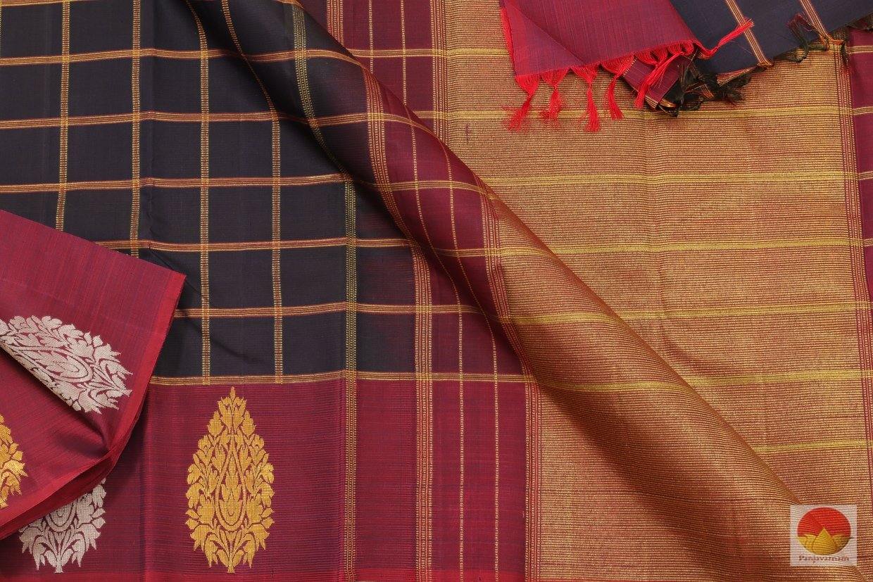 Navy Blue & Magenta - Kanchipuram Silk Saree - Handwoven Pure Silk - Pure Zari - PV SVS 2041 Archives - Silk Sari - Panjavarnam