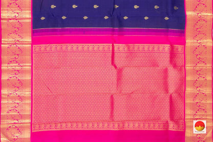 Navy Blue And Pink Kanchipuram Silk Saree Handwoven Pure Silk Pure Zari For Festive Wear PV NYC 422 - Silk Sari - Panjavarnam