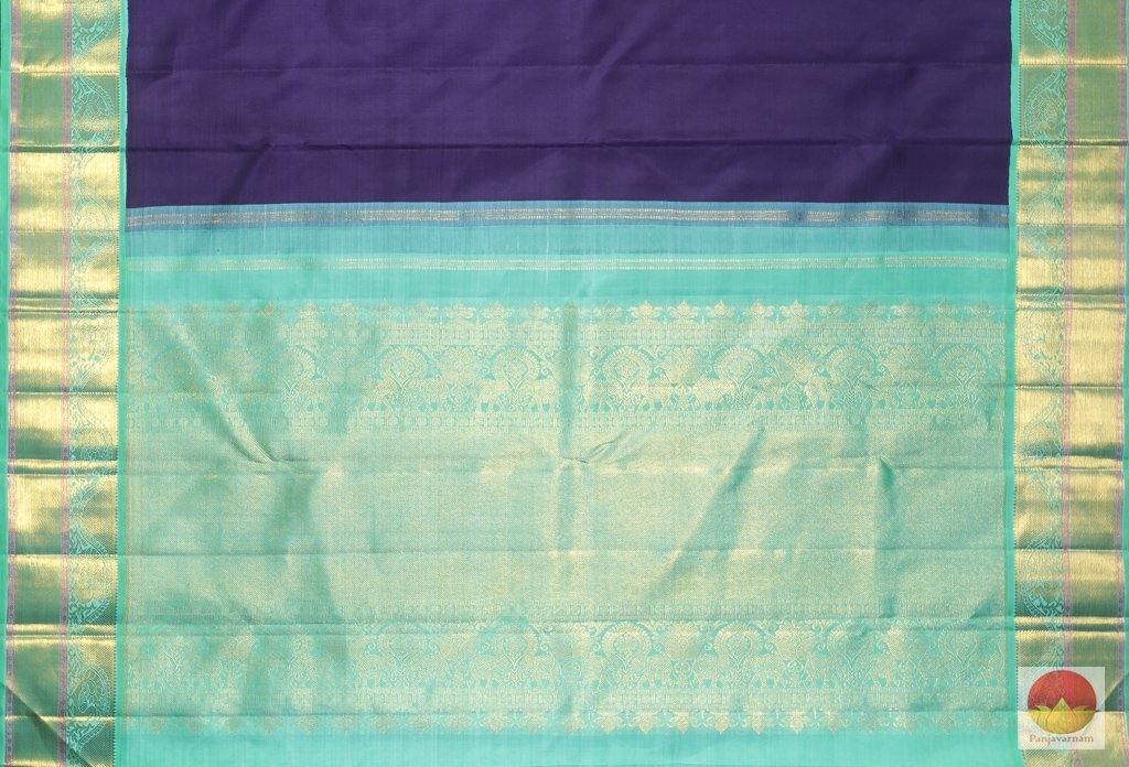 Navy Blue and Teal - Traditional Design Handwoven Pure Silk Kanjivaram Saree - Pure Zari - PV 3548 Archives - Silk Sari - Panjavarnam