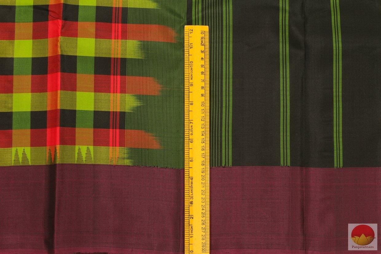 No Zari -Multi-coloured checks - Kanchipuram Silk Saree - Handwoven Pure Silk - PV G 4076 - Archives - Silk Sari - Panjavarnam