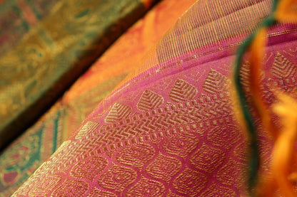 Odiya Style Handwoven Pure Silk Kanjivaram Saree - Pure Zari - PA 150 Archives - Silk Sari - Panjavarnam