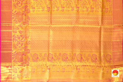 Off White Tissue Kanchipuram Silk Saree Handwoven Pure Silk Pure Zari For Party Wear PV NYC 368 - Silk Sari - Panjavarnam PV NYC 368