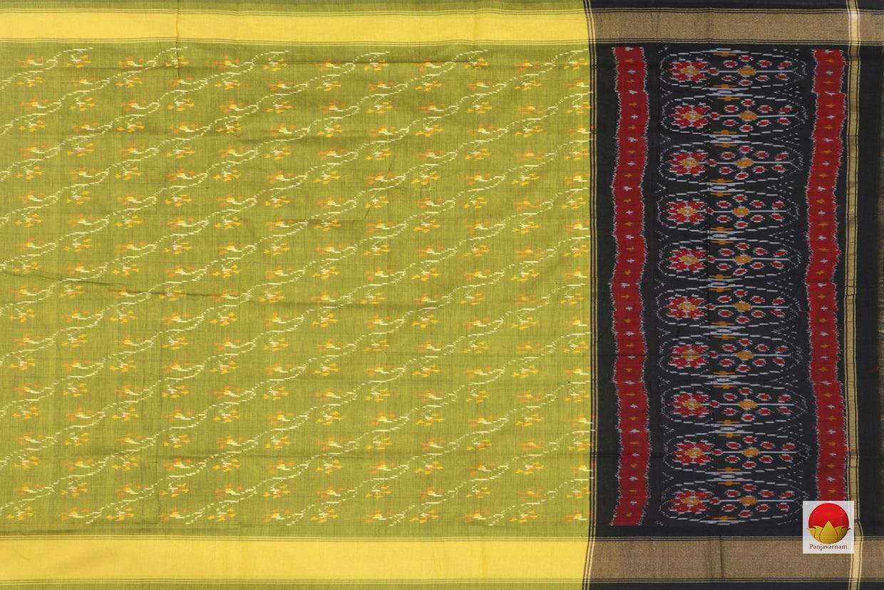 Olive Green And Black Pochampally Ikkat Silk Dupatta PVD 1039 - Dupattas - Panjavarnam PVD 1039