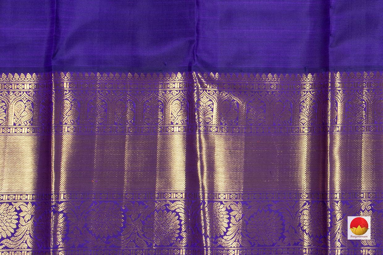 Orange And Blue Kanchipuram Silk Saree Handwoven Pure Silk Pure Zari For Wedding Wear PV NYC 295 - Silk Sari - Panjavarnam PV NYC 295