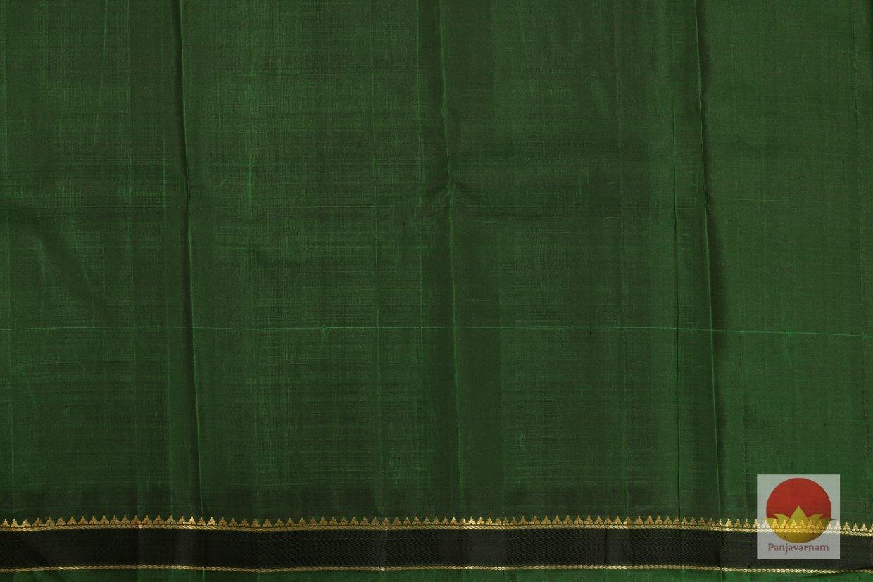 Orange And Green Light Weight Kanchipuram Silk Saree Handwoven Pure Silk Pure Zari For Festive Wear PV G 4253 - Silk Sari - Panjavarnam PV G 4253