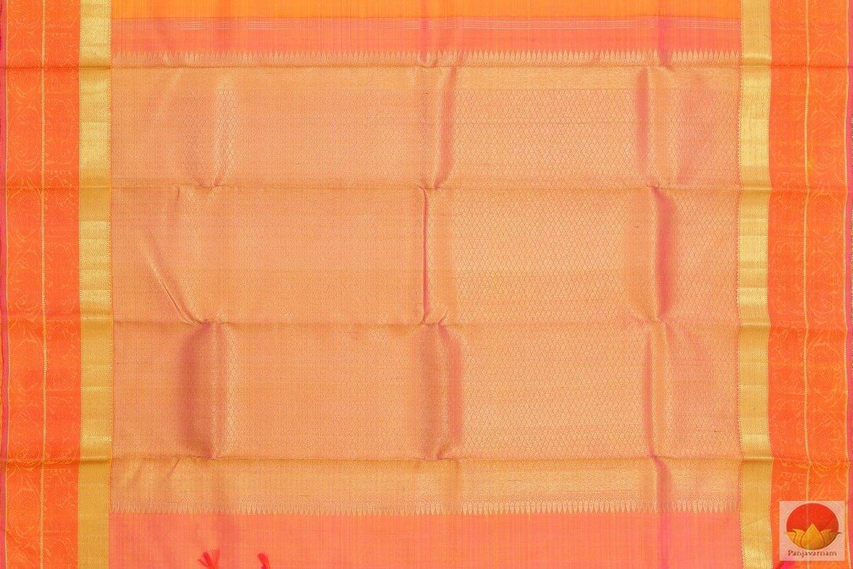 Orange & Peach - Kanchipuram Silk Jacquard Handwoven Saree - Pure Zari - PV G 4122 Archives - Silk Sari - Panjavarnam