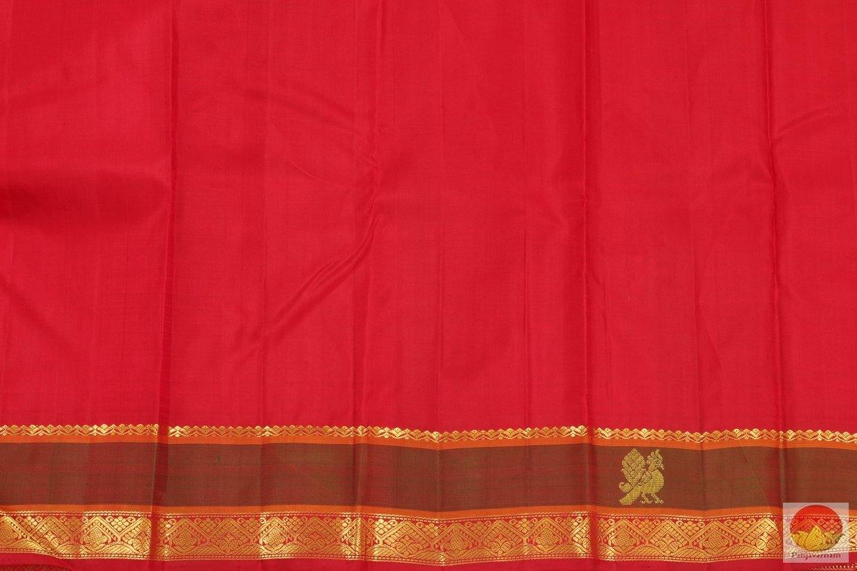Orange & Red - Kanchipuram Silk Saree - Handwoven Pure Silk - Pure Zari - G 4158 - Archives - Silk Sari - Panjavarnam