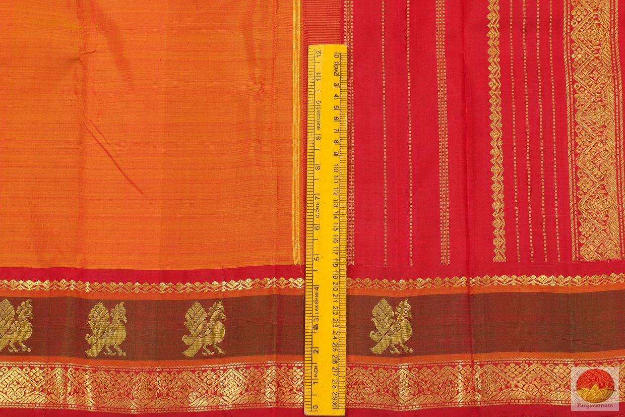 Orange & Red - Kanchipuram Silk Saree - Handwoven Pure Silk - Pure Zari - G 4158 - Archives - Silk Sari - Panjavarnam