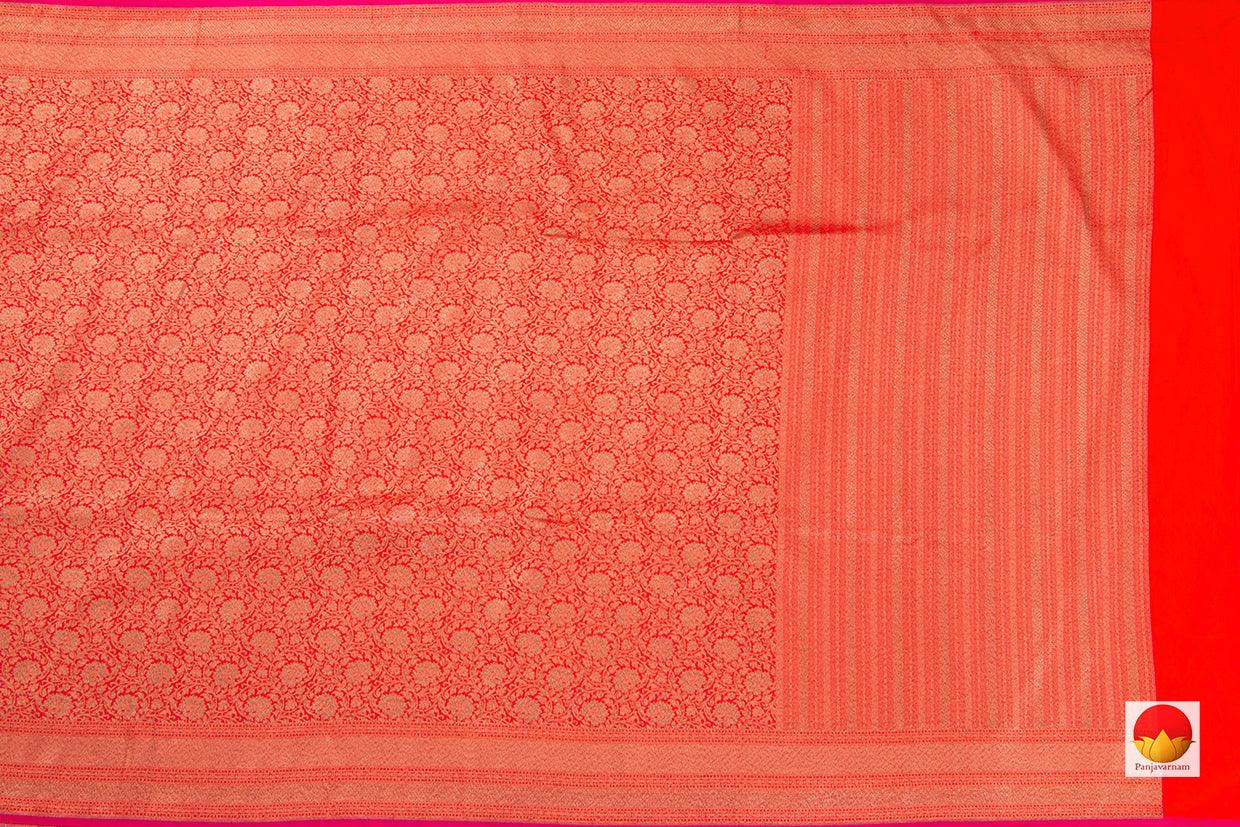 Orange Banarasi Silk Saree Handwoven Pure Silk PB 264 - Banarasi Silk - Panjavarnam