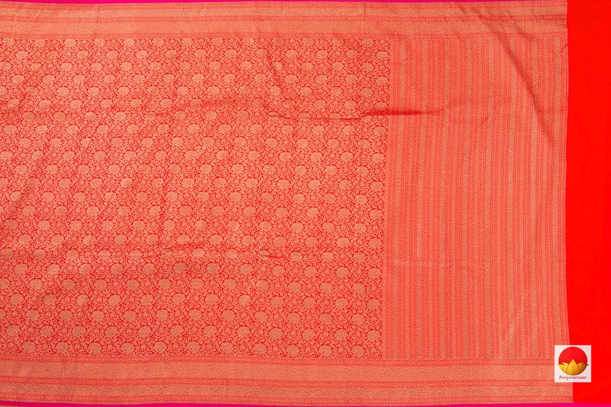 Orange Banarasi Silk Saree Handwoven Pure Silk PB 264 - Banarasi Silk - Panjavarnam PB 264