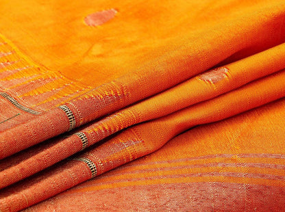 Orange Handwoven Paithani Silk Saree Single Muniya Border Pure Silk For Festive Wear PV MG 2023 - Paithani Saree - Panjavarnam PB 2023
