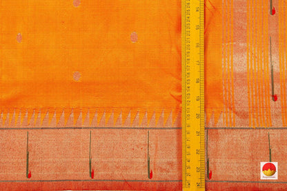 Orange Handwoven Paithani Silk Saree Single Muniya Border Pure Silk For Festive Wear PV MG 2023 - Paithani Saree - Panjavarnam PB 2023