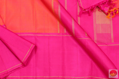 Orange Kanchipuram Silk Saree Handwoven Pure Silk For festive Wear PV G 4100 - Silk Sari - Panjavarnam PV G 4100