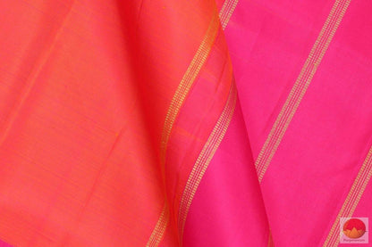 Orange Kanchipuram Silk Saree Handwoven Pure Silk For festive Wear PV G 4100 - Silk Sari - Panjavarnam PV G 4100