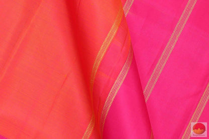 Orange Kanchipuram Silk Saree Handwoven Pure Silk For festive Wear PV G 4100 - Silk Sari - Panjavarnam PV G 4100