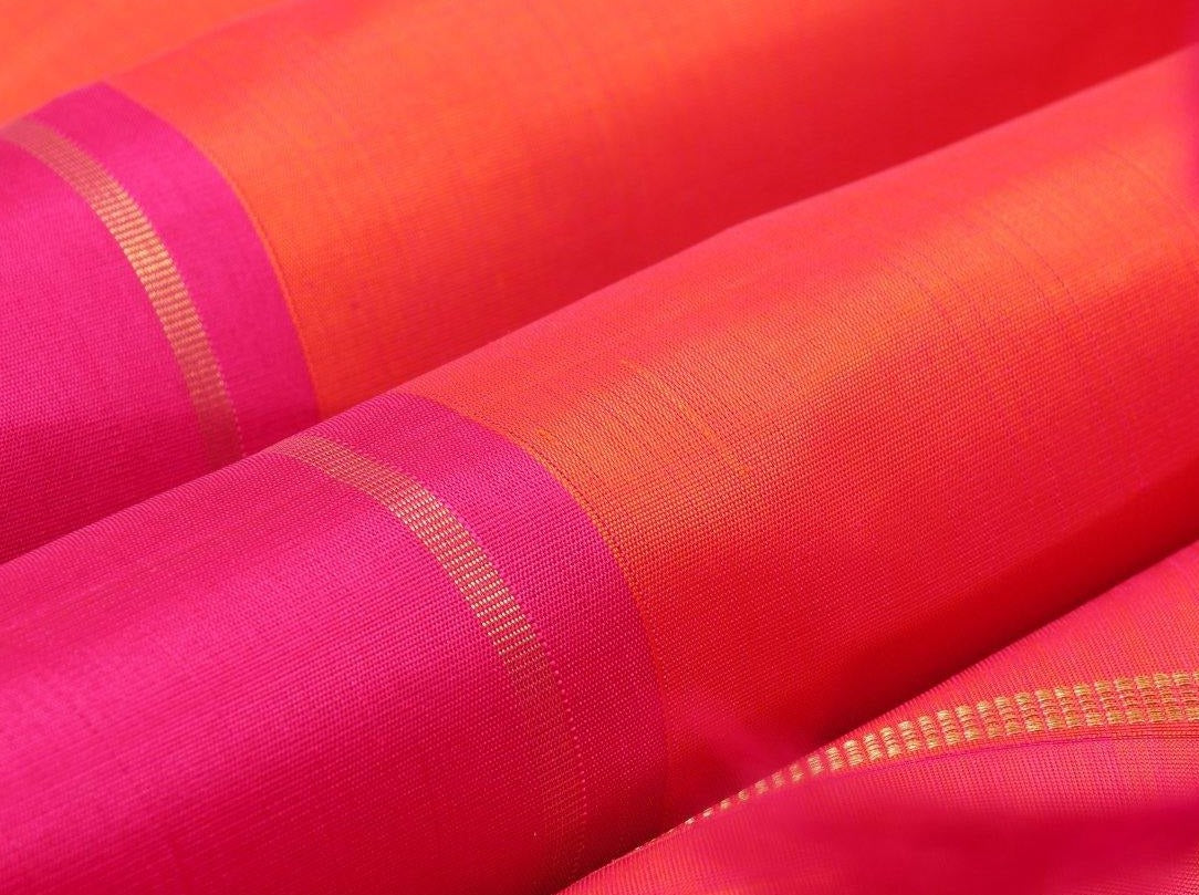 Orange Kanchipuram Silk Saree Handwoven Pure Silk For festive Wear PV G 4100 - Silk Sari - Panjavarnam PV G 4100