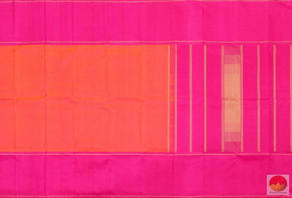 Orange Kanchipuram Silk Saree Handwoven Pure Silk For festive Wear PV G 4100 - Silk Sari - Panjavarnam PV G 4100