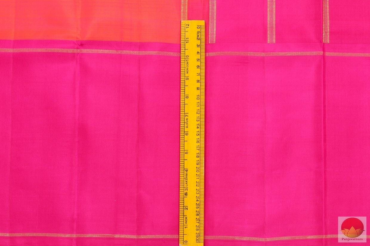 Orange Kanchipuram Silk Saree Handwoven Pure Silk For festive Wear PV G 4100 - Silk Sari - Panjavarnam PV G 4100