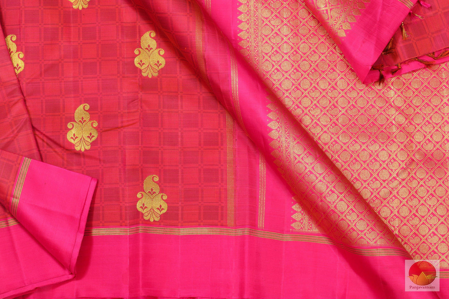 Pai Madi Checks - Handwoven Pure Silk Kanjivaram Saree - Pure Zari - PV G 1886 Archives - Silk Sari - Panjavarnam