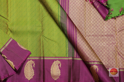 Partly Pallu - Handwoven Pure Silk Kanjivaram Saree - Pure Zari - PV J7955 Archives - Silk Sari - Panjavarnam