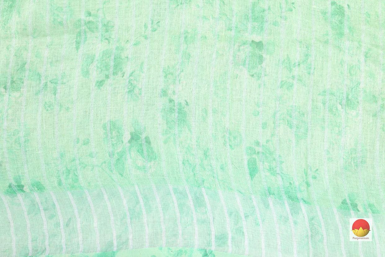 Pastel Green Digital Print Handwoven Linen Saree PL 1015 - Linen Sari - Panjavarnam