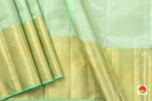 Pastel Green Kanchipuram Tissue Silk Saree With Silver Zari Handwoven Pure Silk PV DA 11 - Dharmavaram Silk Saree - Panjavarnam